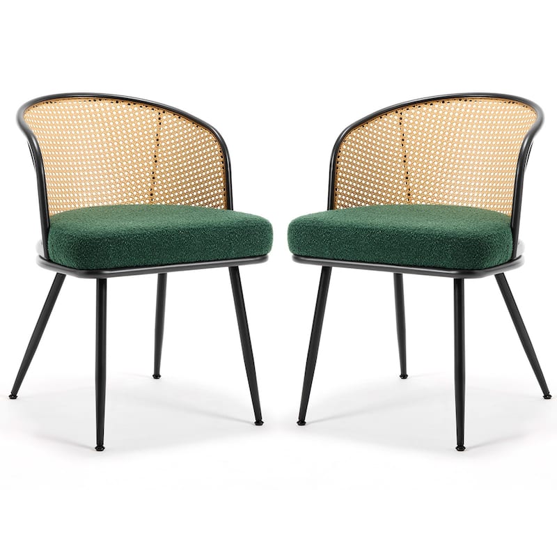 Upholstered Rattan Dining Chairs with Metal Legs Set of 2/4 - 29.92"H x 20.5"W x 23.03"D