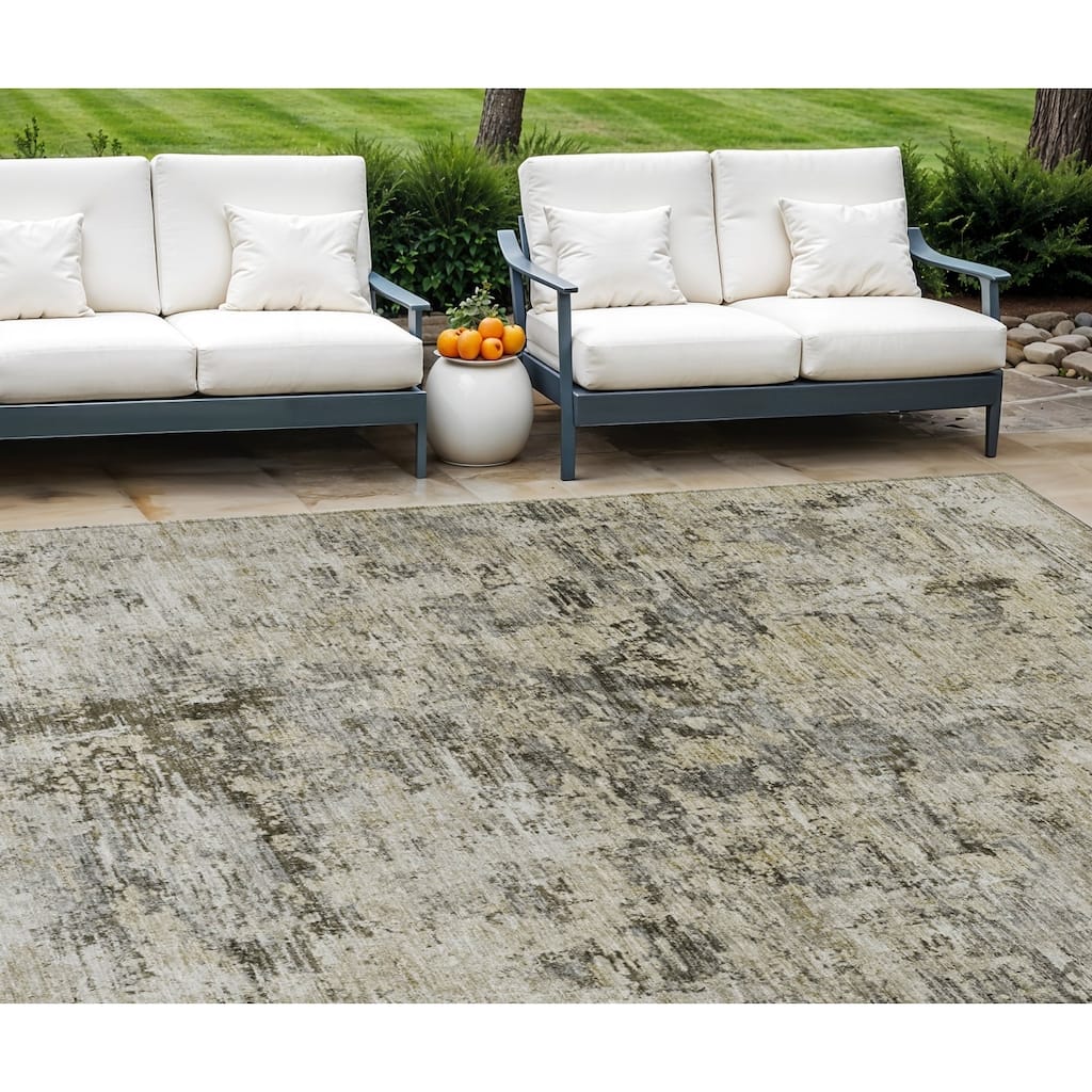HomeRoots Abstract Transitional Rectangle Outdoor Rug