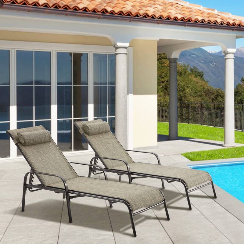 EROMMY Outdoor Patio Lounge Chair, Adjustable Recliner Outdoor Lounge Chairs, Multiple Colors Available