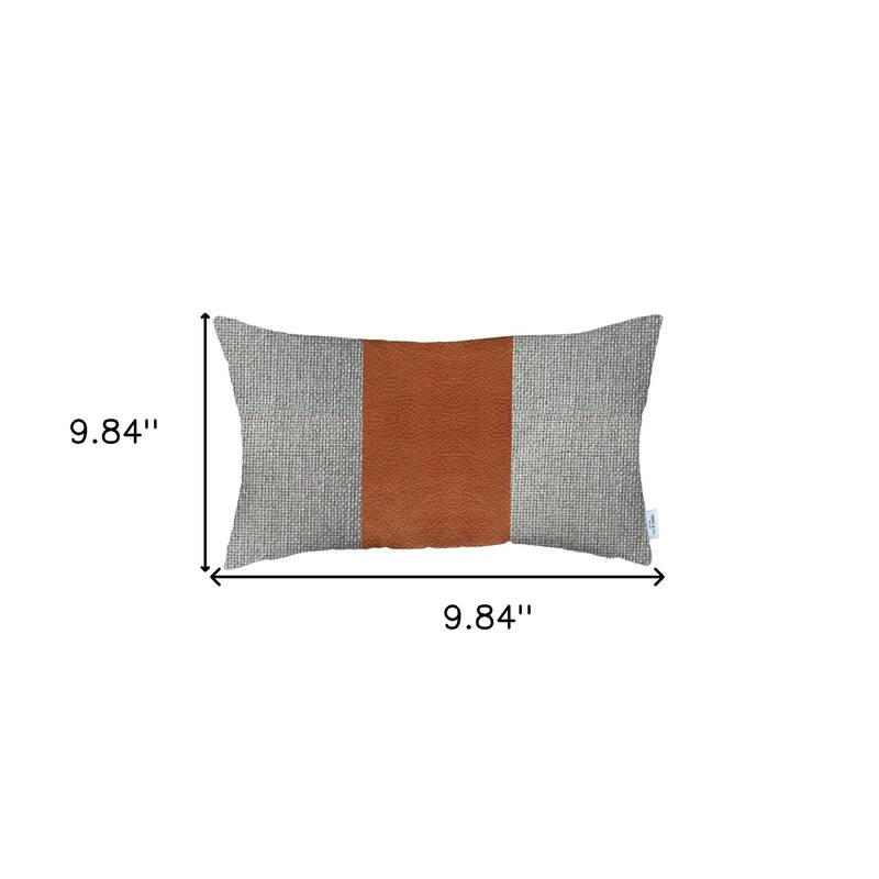 HomeRoots 12" X 20" Grey And Brown Geometric Zippered Handmade Polyester Lumbar Pillow Cover