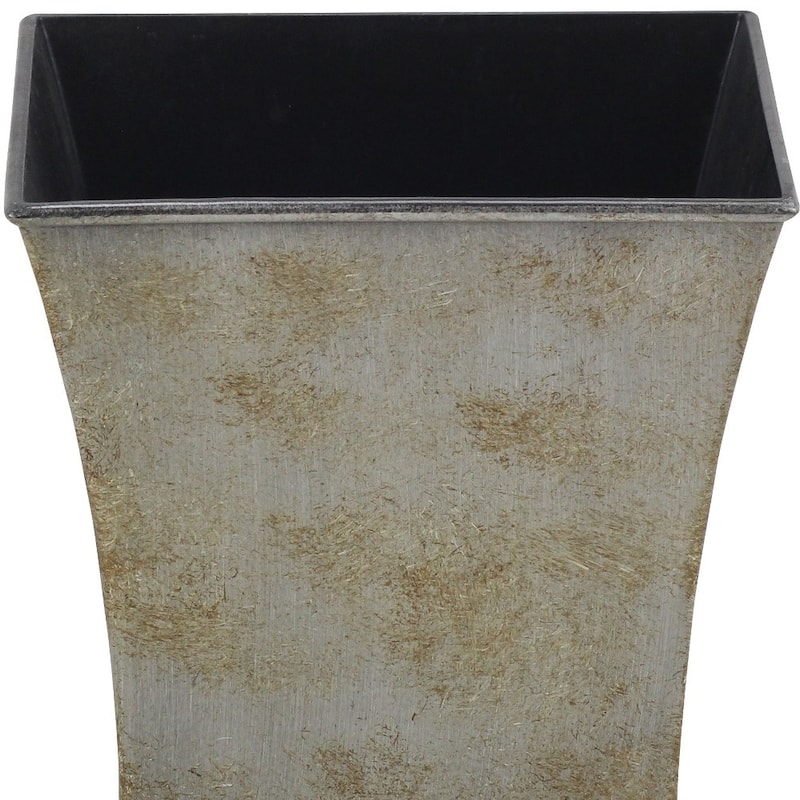HomeRoots 7" Gray Recycled Plastic Indoor Outdoor Square Pot Planter