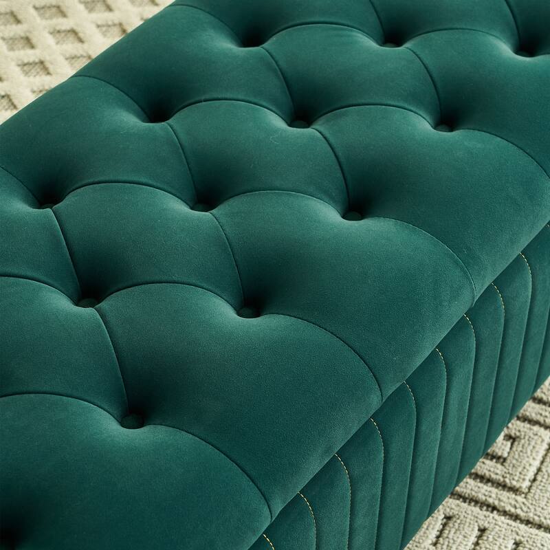 47.24''W Storage Ottoman,Upholstered Velvet Fabric Storage Ottoman with Safety Hinge for Living Room & Bedroom