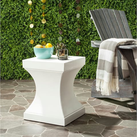 SAFAVIEH Curby Concrete Ivory Indoor/ Outdoor Accent Table - 13.7"x13.7"x17.7"