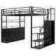 preview thumbnail 5 of 28, Metal Loft Bed with Bulit-in Wardrobe and Storage Staircase, Full Size Loft Bedframe with Locker and Storage Shelves for Kids