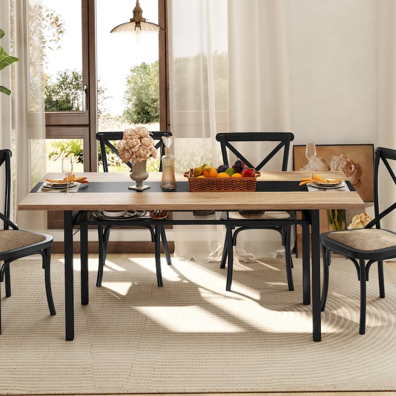Gymax 71'' Long Large Wood Dinner Table 6 FT Dining Table w/