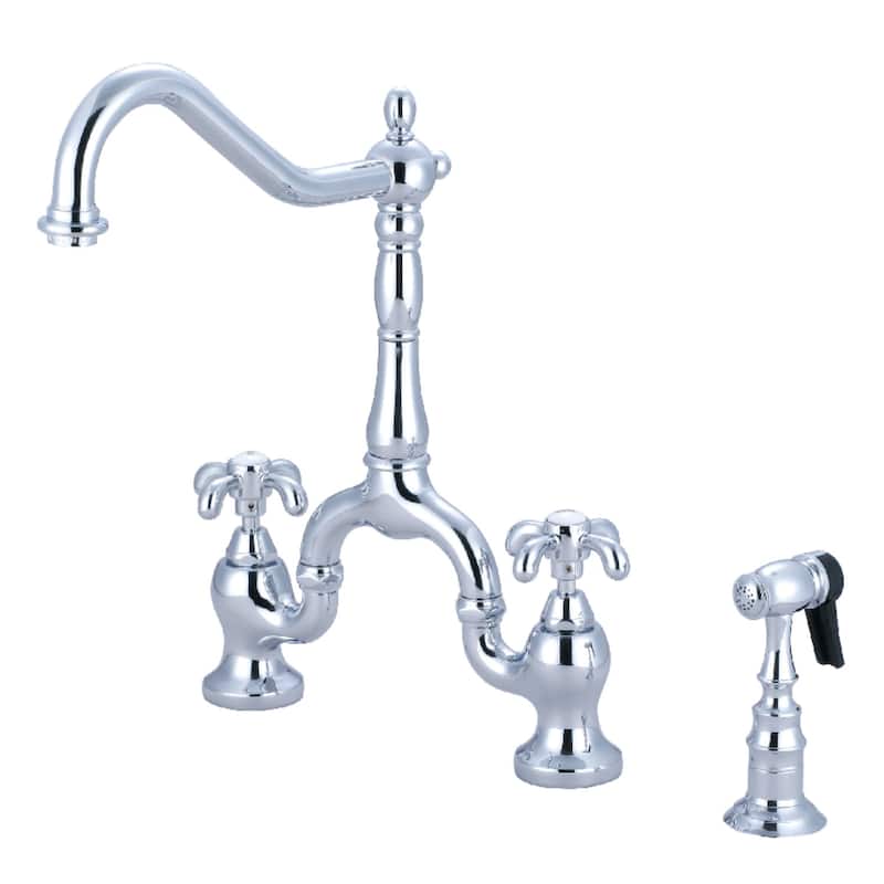 Kingston Brass KS775.TXBS French Country 1.8 GPM Bridge Kitchen Faucet - Polished Chrome