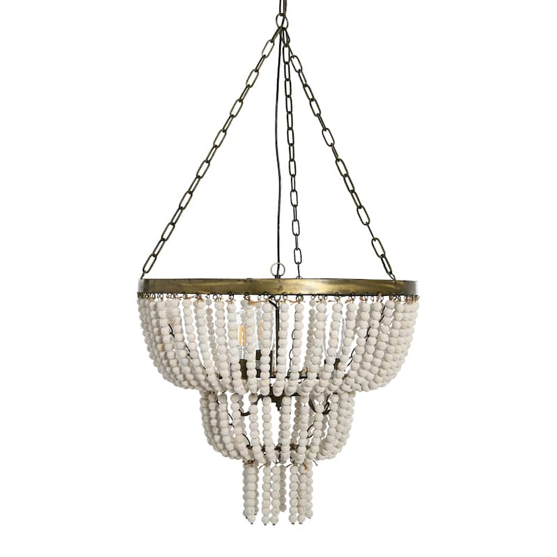 2-Tier Draped Wood Bead Chandelier