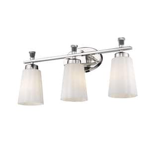 3-Light Polished Nickel 21 Inch Bath Vanity Light with Frosted Glass