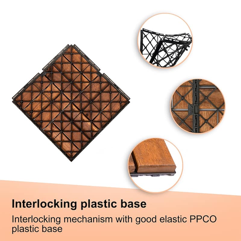 1 ft. x 1 ft. Acacia Wood Outdoor Interlocking Deck Tiles, Box of 10