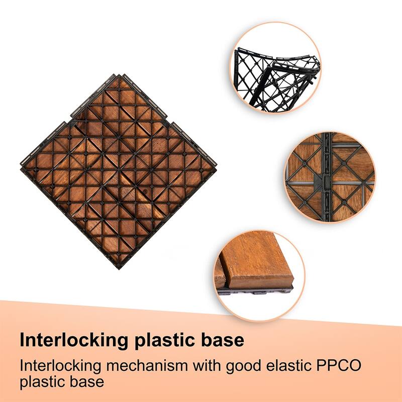 1 ft. x 1 ft. Acacia Wood Outdoor Interlocking Deck Tiles, Box of 20