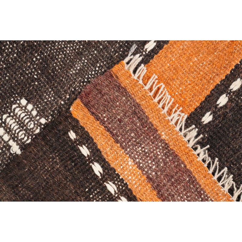 Hand Woven Oriental 100% Wool Carpet Southwestern Tribal Multi-Colored Kilim Area Rug - 8' 2'' X 5' 9''