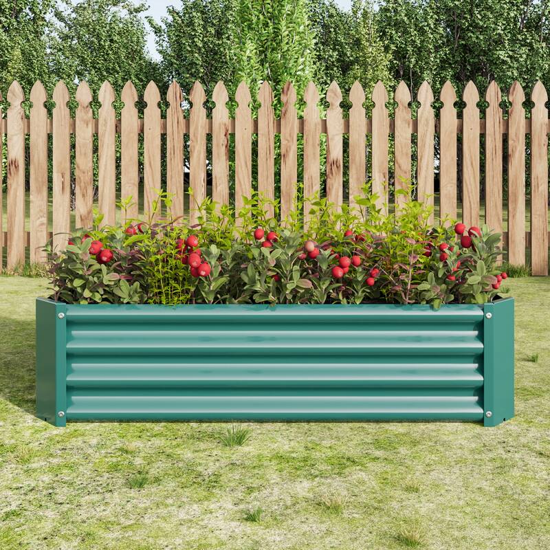GDFStudio - Large Oval Metal Raised Garden Bed for Vegetables, Flowers, and Plants, Outdoor Backyard Planter Box - Green - 4×2×1ft