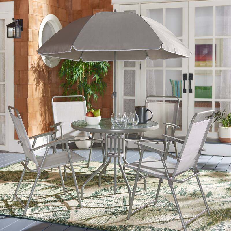SAFAVIEH Outdoor Deepshikha Dining Set - 32Wx32Dx28H - Grey