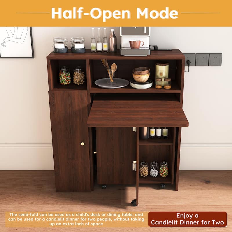 Multifunctional Folding Dining Table with Wall-Mounted Sideboard & Storage for Small Apartments - 37.4”L x 11.8”W x 43.3”H