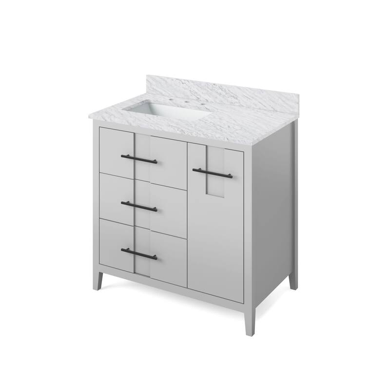 Jeffrey Alexander VKITKAT36R-MARBLE Katara 36" Free Standing Vanity