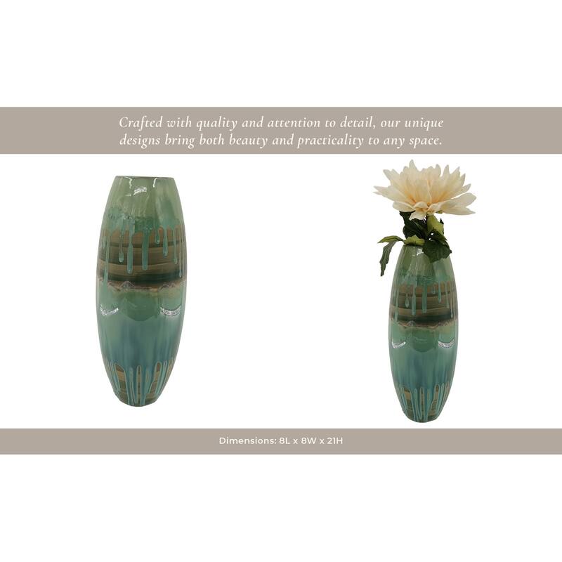 Modern Ceramic and Metal Decorative Vase with Textured Detailing