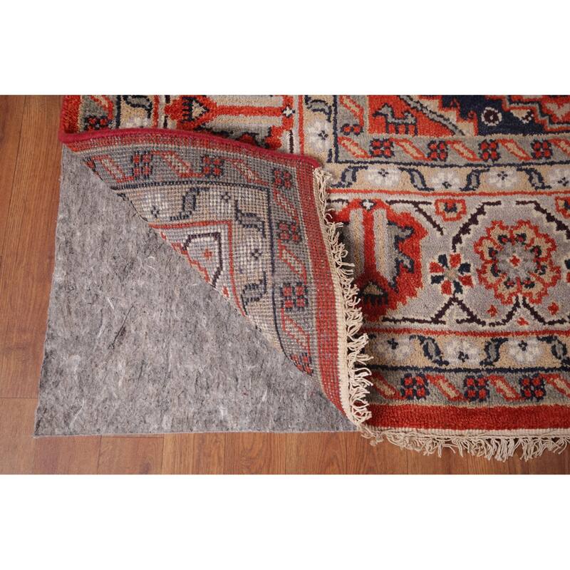 Viss Oriental Area Rug Handmade Geoemtric Orange Wool Carpet - 8'11"x 11'10"