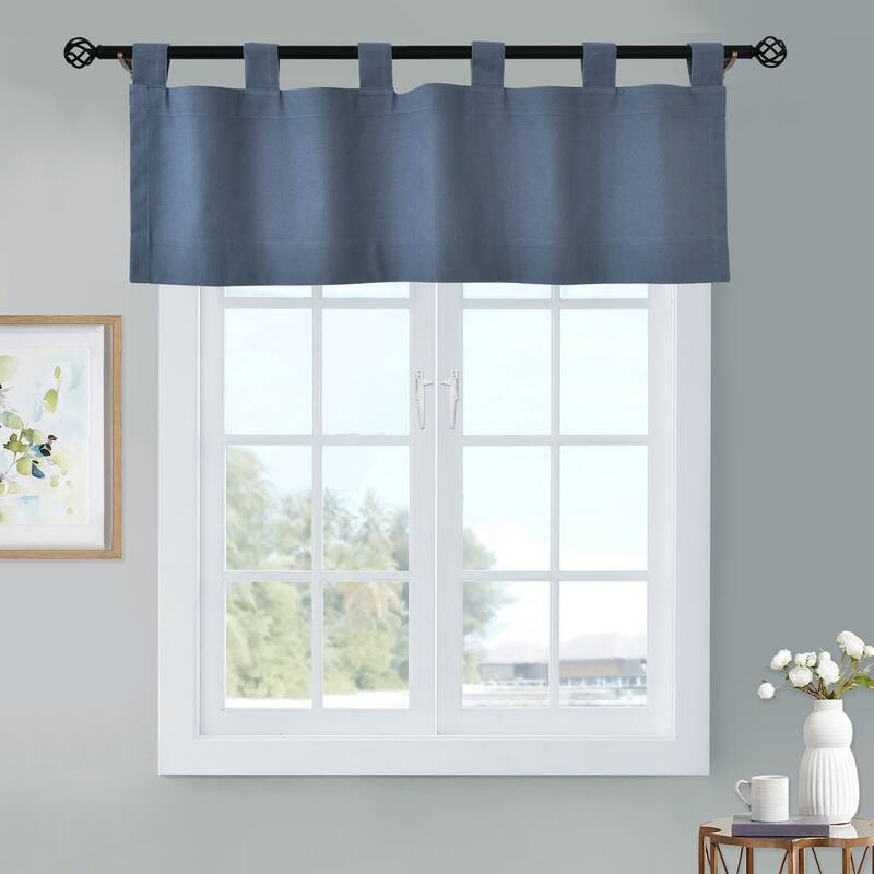 ThermaLogic Weathermate Insulated Cotton Tab Top Valance - 40" x 15" - Blue