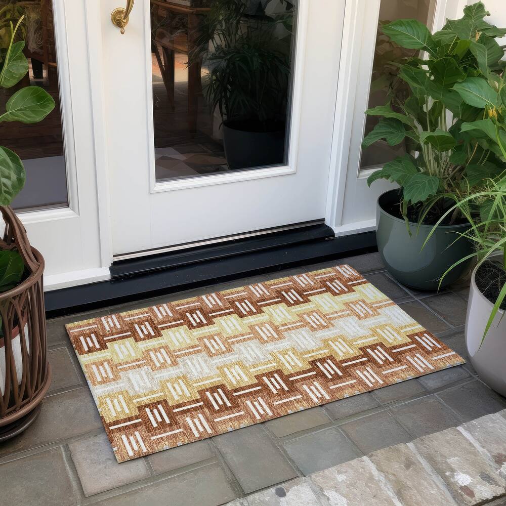 Machine Washable Indoor/ Outdoor Modern Wamego Chantille Rug