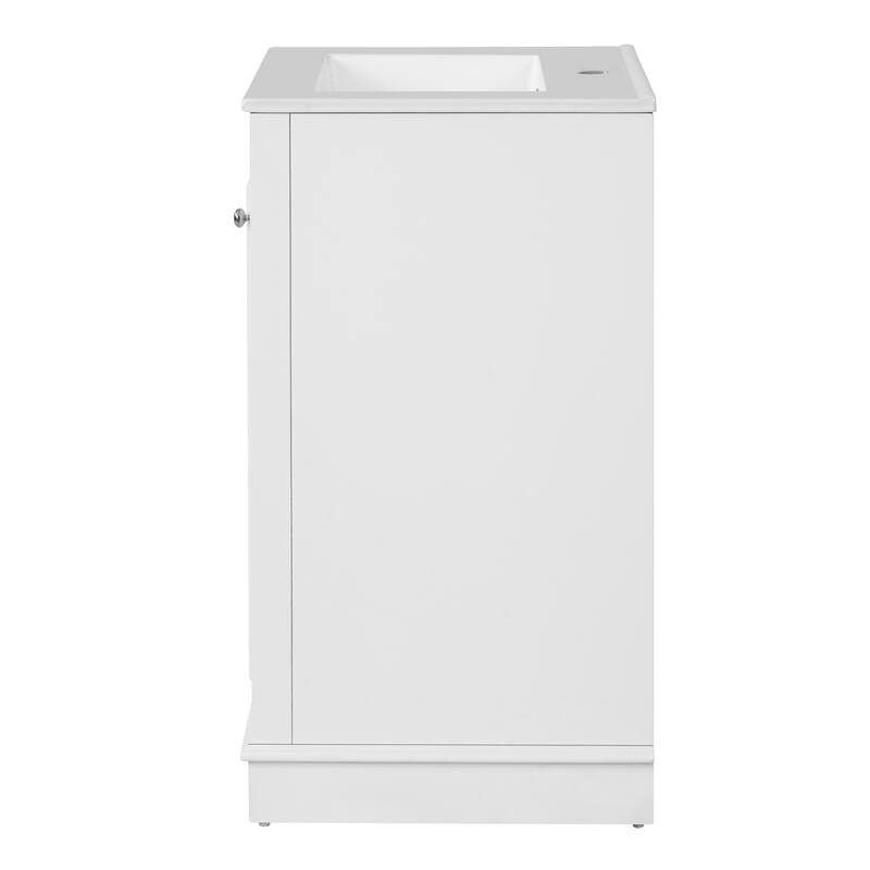 Anmytek 20 Inch White Modern Freestanding Bathroom Vanity Set with Ceramic Sink Soft Close Door Adjustable Shelf