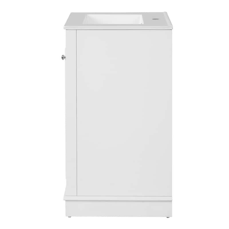 Roomfitters 20" Bathroom Vanity with Ceramic Sink, Freestanding Single Cabinet with Adjustable Shelf and Soft-Closing Door