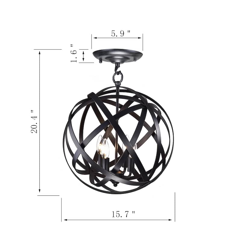 Ethel Iron 4-Light Semi-flush Mount