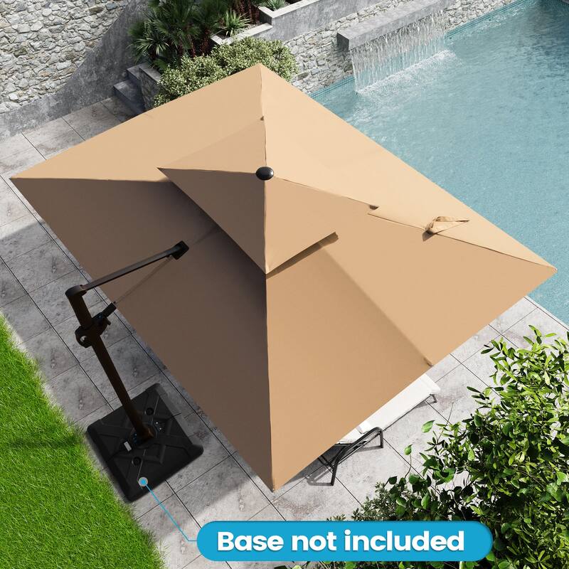 11 x 9 ft Outdoor Rectangular Patio Offset Cantilever Umbrella with 360-degree Rotation and 6 Shade Angles