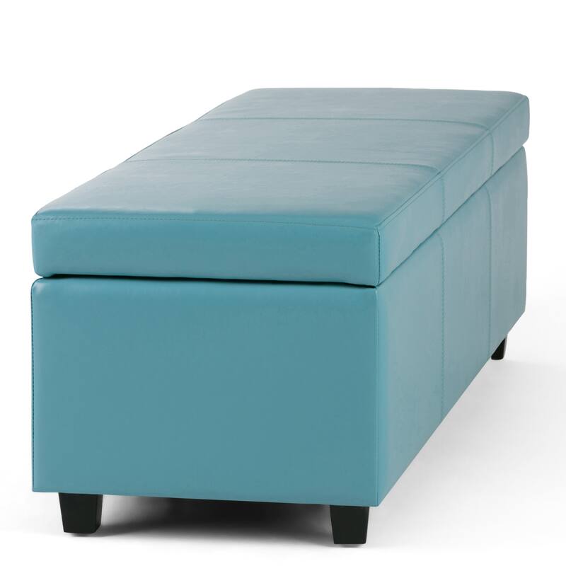 Modern Storage Ottoman Bench for Living Room - Blue