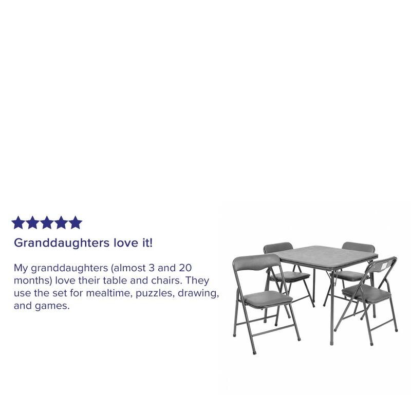 Kids 5-Piece Classroom Folding Table and Chairs Set - 2'0" x 1'8" x 2'0" Square