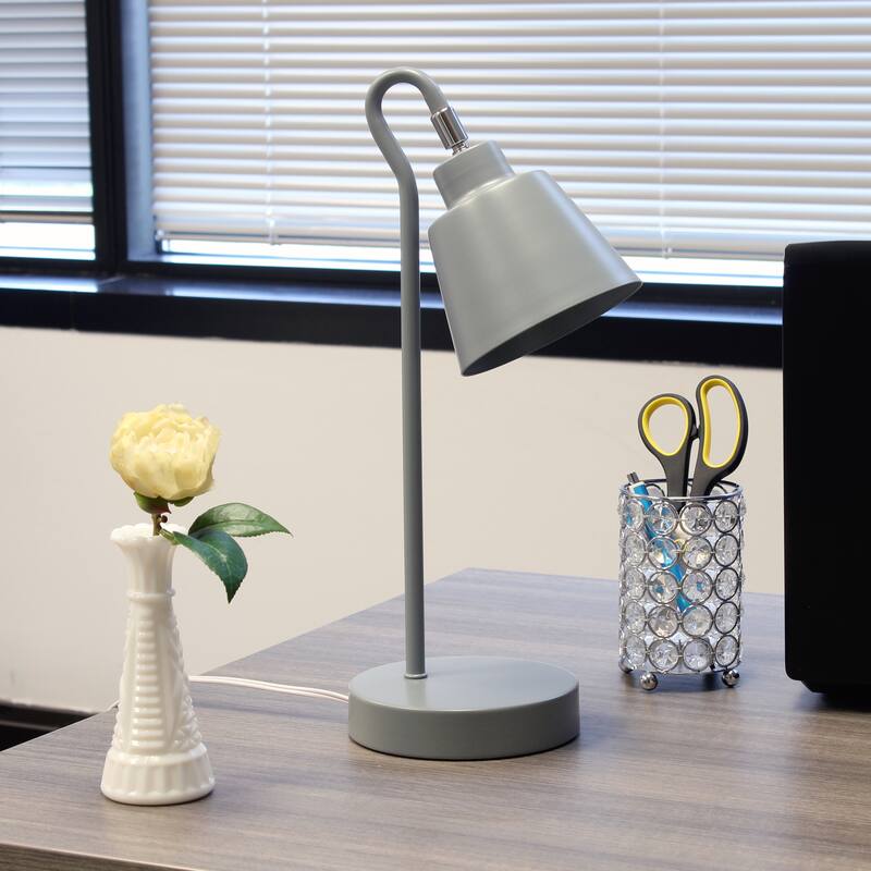Metal Desk Lamp with Looped Arm and Adjustable Cone Shade