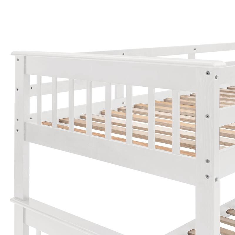Stairway Bunk Bed with Drawers and Storage Steps, Twin Over Full Storage Platform Bed with Slide, Ladder, Guardrails and Armrest