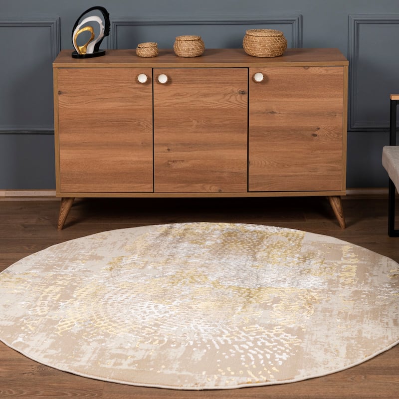 London Collection Cream/ Brown Abstract Area Rug
