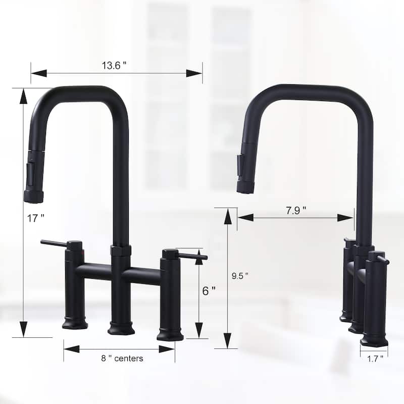 WOWOW Double Handle Pull Down Kitchen Faucet