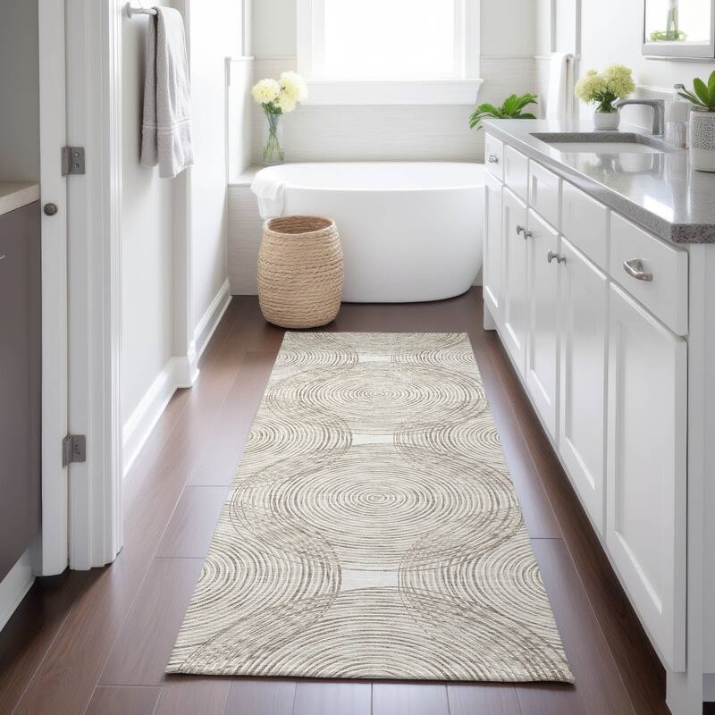 Machine Washable Indoor/ Outdoor Modern Pune Chantille Rug