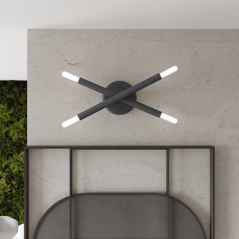 Livex Lighting 4 Light Scandinavian Gray ADA Sconce, 46772-76 - 6" W x 11.25" H x 3.75" Ext.