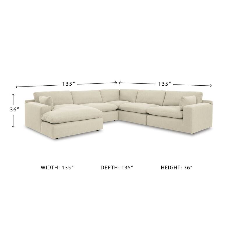 Signature Design by Ashley Elyza Ivory 5-Piece Sectional with Chaise - 135"W x 135"D x 36"H
