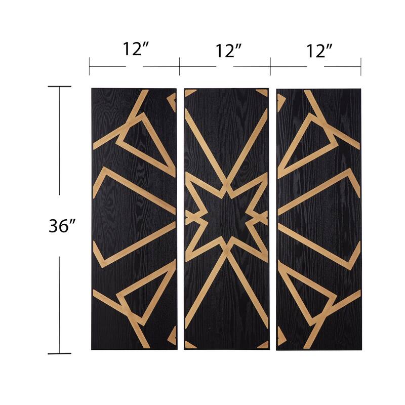 Meleane Contemporary Black Wood Wall Panel (Set of 3)