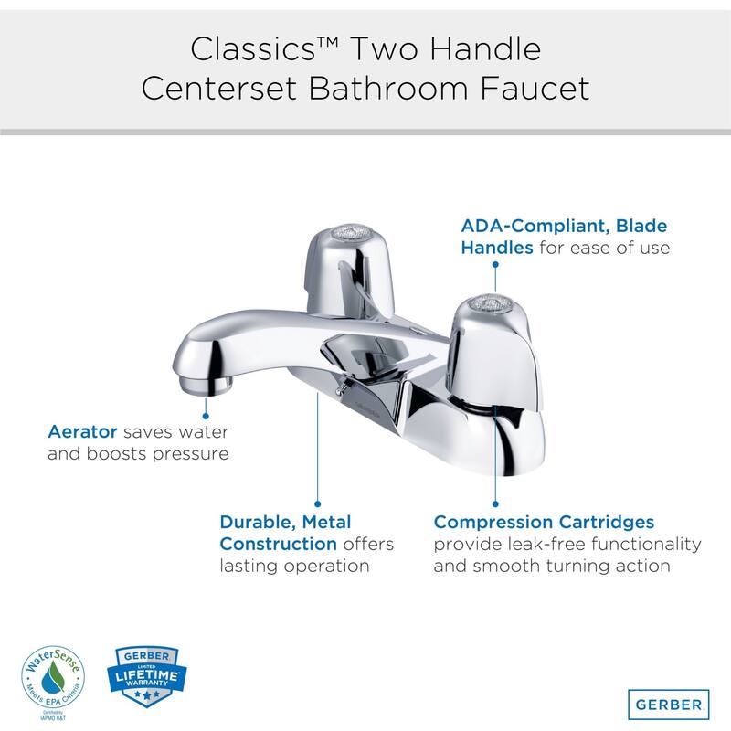 Gerber G004341165 Classics 1.2 GPM Centerset Bathroom Faucet