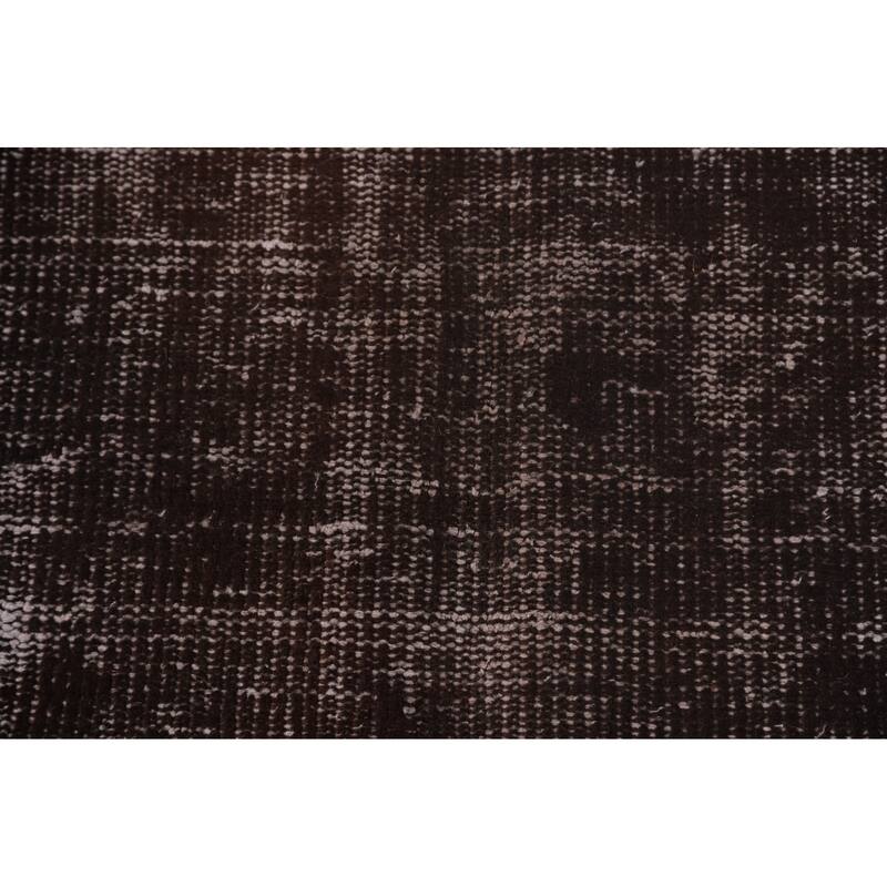 Distressed Brown Over-Dyed Anatolian Turkish Rug Handmade Wool Carpet - 7'2" x 9'10"