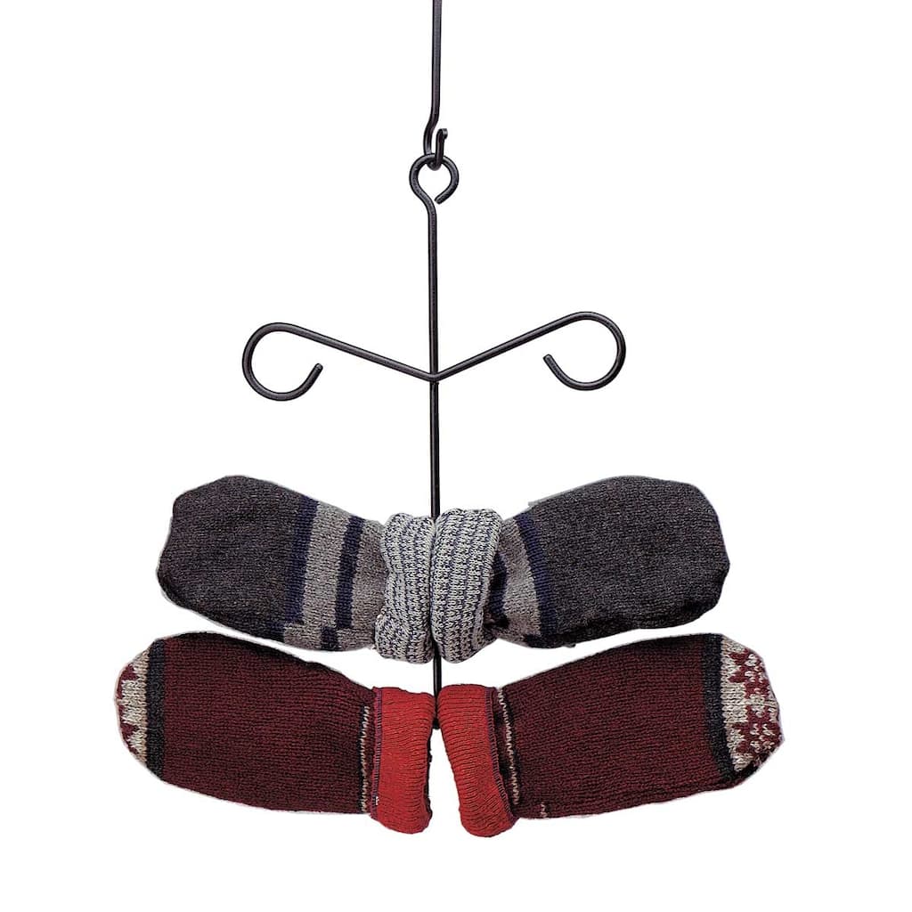 Black Iron Glove Mitten Dryer Holder Rack Wall or Ceiling Hung 6 Hooks