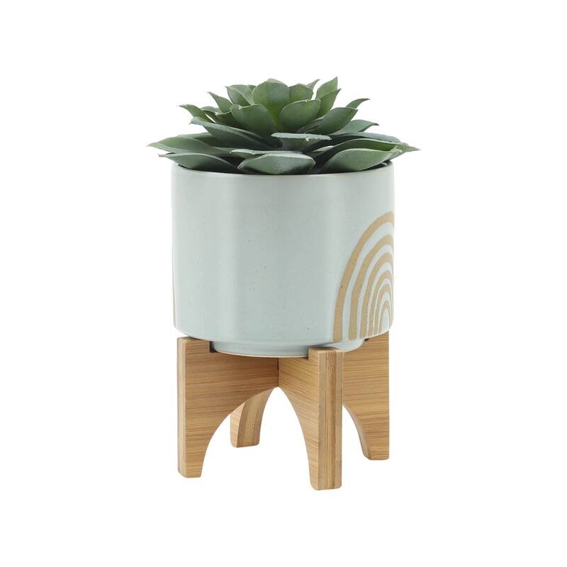 Sagebrook Home Ceramic Rainbow Arch Planter Pot with Stand