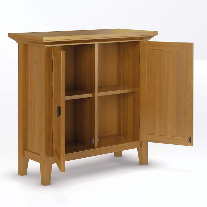 WYNDENHALL Mansfield SOLID WOOD 32 inch Wide Transitional Low Storage Cabinet - 32"w x 14"d x 31"h