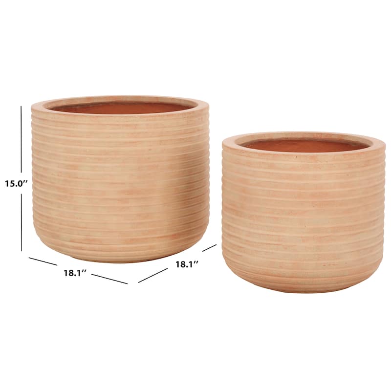 SAFAVIEH Outdoor Living Nardo Planter Pot [SET of 2] - 18"W x 18"D x 15"H
