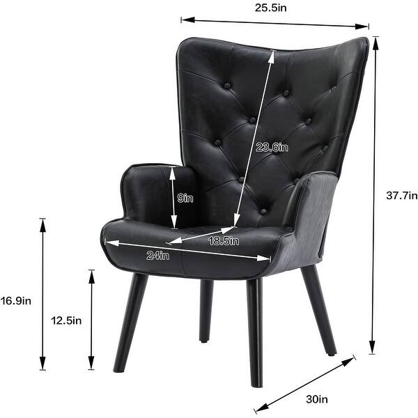 Modern PU Leather Accent Chair Leisure Chair with Solid Wood Legs - Bed ...