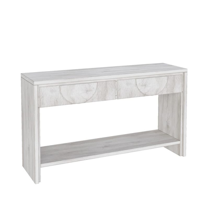 Farmhouse 55.12" Console Table with Distressed Wood Finish and Fluted Drawers for Living Rooms