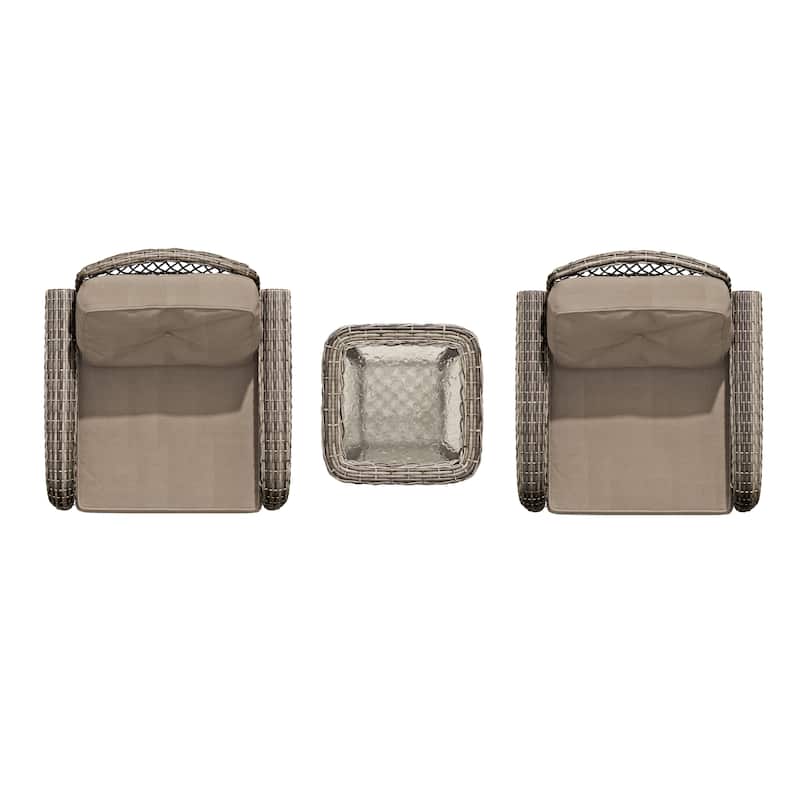 Corvus Livorno Outdoor 3-piece Steel Wicker Swivel Chat Set