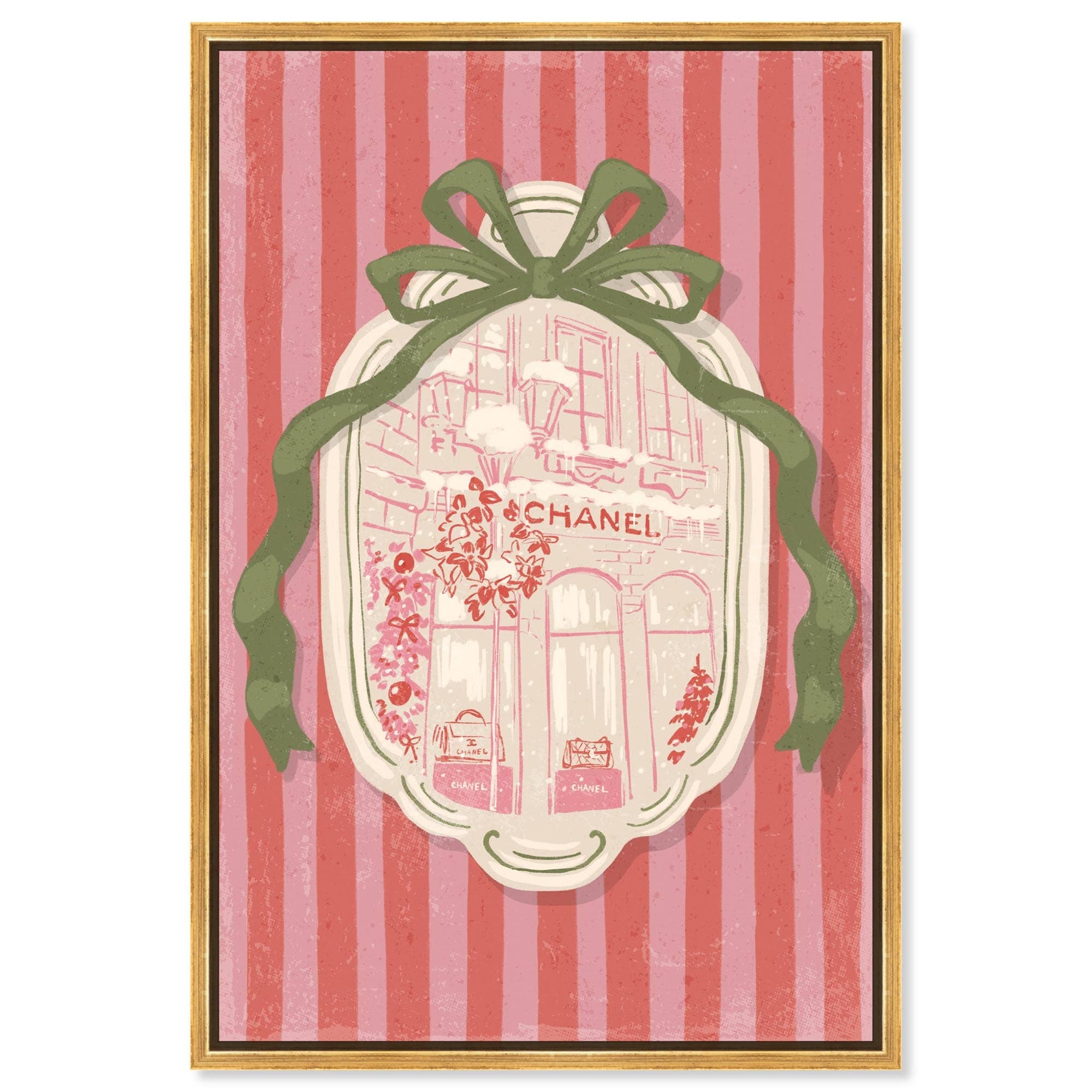 Holiday Window Shopping Canvas Cute Western Christmas by Art Remedy