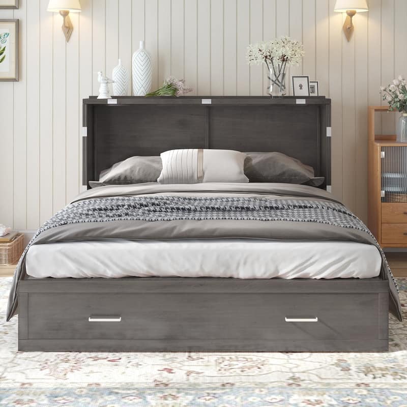 Mixoy Bed Chest with Mattress,Charging Station,Drawers,Modern