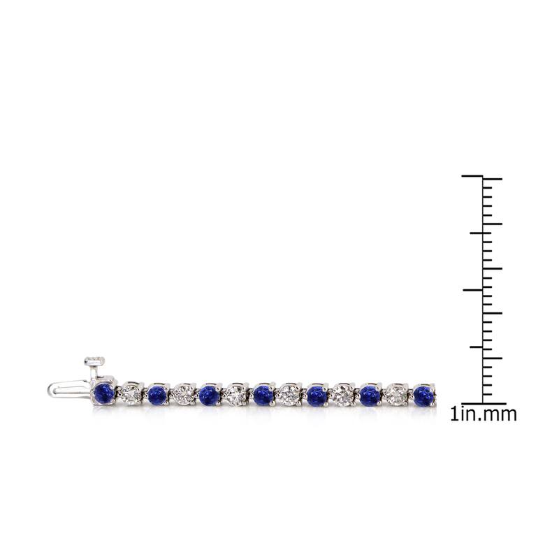 Auriya 1 1/2ct Blue Sapphire and 1 1/2ct TW 3-Prong Diamond Tennis Bracelet 14k Gold