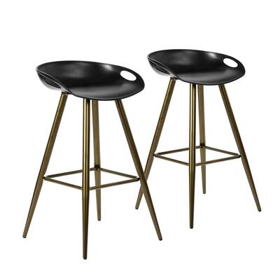 Homylin Modern Set of 2 PP seat bar stools with Powder Coating steel legs